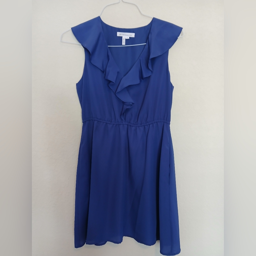 BCBGeneration Blue Ruffle Collar Dress